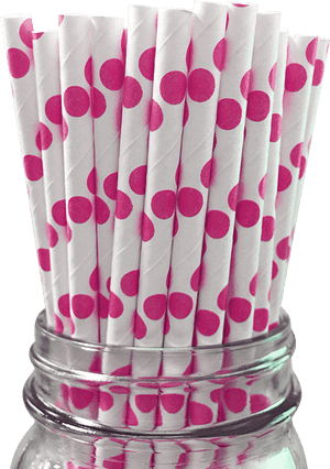 Raspberry Polka Dot 25pc Paper Straws - Drinking Straw, HD Png Download PNG
