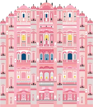 Pink European Architecture Illustration PNG Image