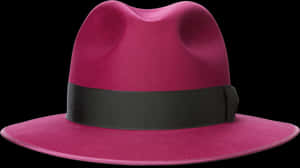 Pink Fedora Hat Black Band PNG image with transparent background
