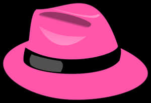 Pink Fedora Hat Illustration PNG image with transparent background