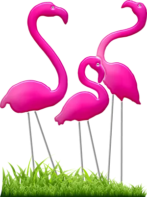 Pink Flamingo Lawn Ornaments PNG Image