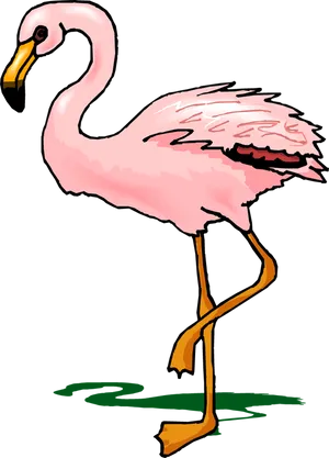 Pink Flamingo Standing One Leg PNG Image