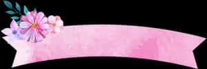 #banner #ribbon #pink #flowers #floral #watercolour - Flower Ribbon Banner Template, HD Png Download PNG image with transparent background