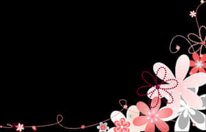 Pink Floral Black Background PNG image with transparent background