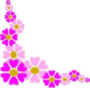 Pink Floral Corner Border Design PNG Image