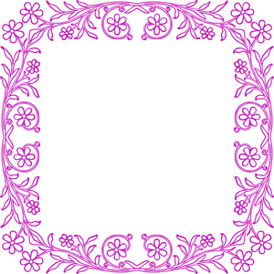 Pink Floral Frameon Blue Background PNG Image