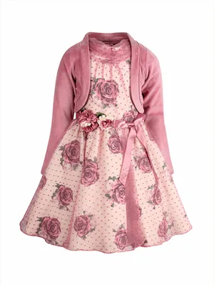 Pink Floral Girls Dress PNG Image