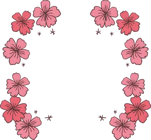 Pink Floral Wedding Border Design PNG Image