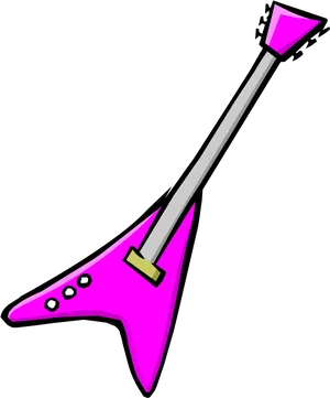 Pink Flying V Electric Guitar Illustration PNG Image