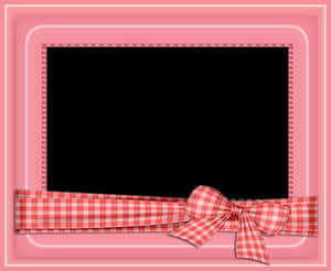 Pink Frame Black Center Checkered Bow PNG image with transparent background