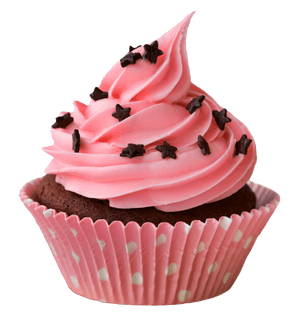 Pink Frosted Chocolate Cupcakewith Sprinkles PNG image with transparent background