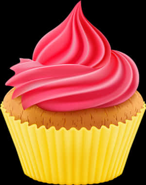Pink Frosted Cupcake Illustration PNG image with transparent background