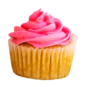 Pink Frosted Cupcake Isolated PNG Image