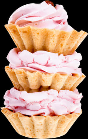 Pink Frosted Cupcake Stack PNG image with transparent background