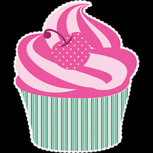 Pink Frosted Cupcake Vector PNG image with transparent background