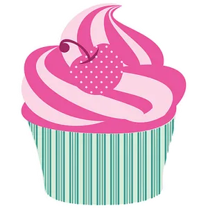 Pink Frosted Cupcake Vector PNG Image