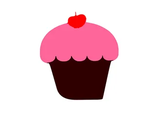 Pink Frosted Cupcake With Cherry PNG Image