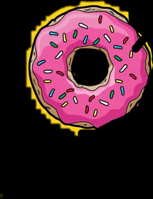 Pink Frosted Sprinkled Donut Illustration PNG image with transparent background