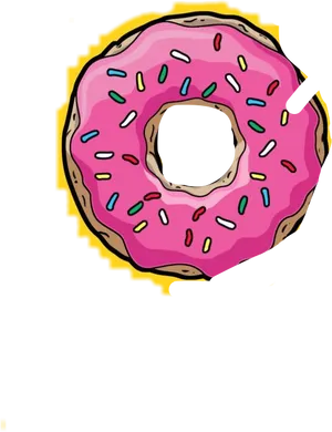 Pink Frosted Sprinkled Donut Illustration PNG Image