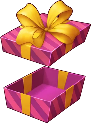 Pink Gift Boxwith Golden Ribbon PNG Image