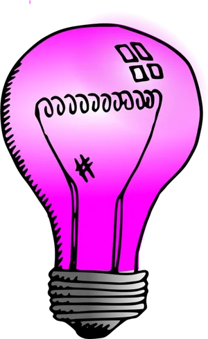 Pink Glowing Light Bulb Illustration PNG Image