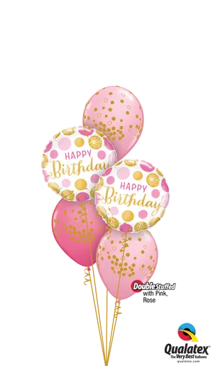 Pink_ Gold_ Happy_ Birthday_ Balloons_ Transparent_ Background PNG Image