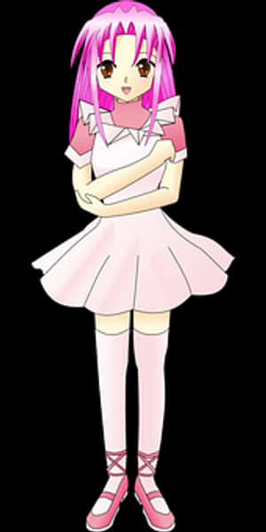 Pink Haired Anime Girl Standing PNG with transparent background