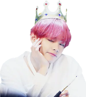 Pink Haired Kingwith Pen PNG Image