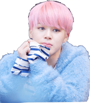 Pink Haired Person Blue Fluffy Coat PNG image with transparent background