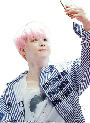 Pink Haired Selfie PNG image with transparent background