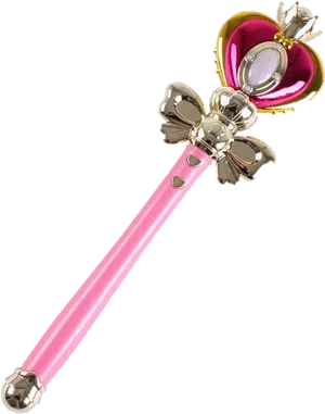 Pink Heart Crystal Magical Wand PNG Image