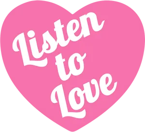 Pink Heart Listento Love PNG Image