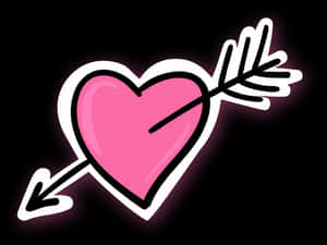 Pink Heart Piercedby Arrow PNG image with transparent background