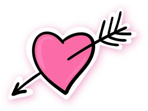 Pink Heart Piercedby Arrow PNG Image