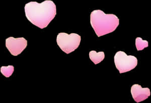 Pink Hearts Against Black Background PNG with transparent background