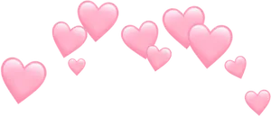 Pink Hearts Black Background PNG Image