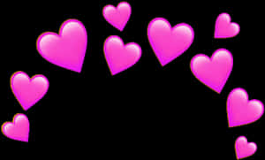 Pink Hearts Black Background PNG image with transparent background