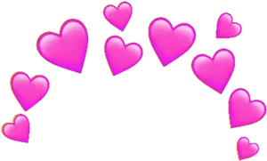 Pink Hearts Black Background PNG Image