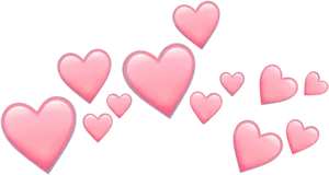 Pink Hearts Black Background PNG Image