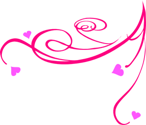 Pink Hearts Decorative Lineon Black Background PNG Image