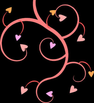 Pink Heartsand Swirls Pattern PNG image with transparent background