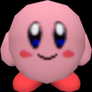 Pink Kirby Character Graphic PNG image with transparent background