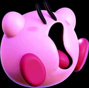 Pink Kirby Character Render PNG image with transparent background