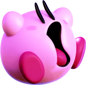 Pink Kirby Character Render PNG Image