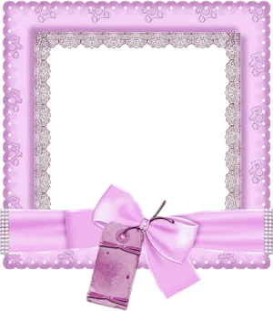 Pink Lace Framewith Bow PNG Image