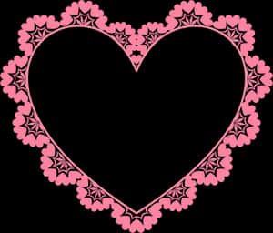 Pink Lace Heart Outline PNG image with transparent background