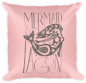 Pink Mermaid Slogan Cushion PNG Image