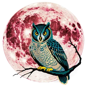 Pink Moon With Owl Perched Png Kdt16 PNG Image