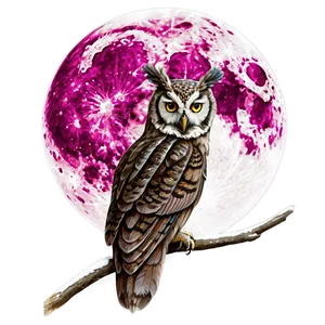 Pink Moon With Owl Perched Png Pue10 PNG Image