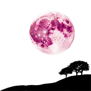 Pink Moon With Silhouette Landscape Png Rwu55 PNG Image